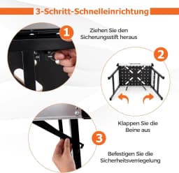 Folding Work Table, Workbench with 2 Quick Clamps, 4 Clamping Hooks, 3 Tool Boxes & Metal Frame
