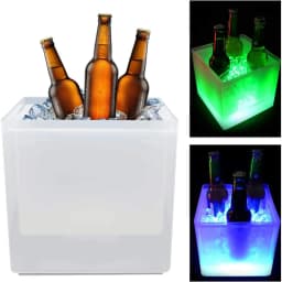 3.5L LED Ice Bucket Double Layer Square Champagne Wine Drinks Beer Bucket with Multi Color Gradual Change for KTV Parties