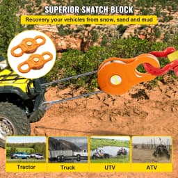 SucceBuy 2pcs 11T Snatch Block Adapt 0.55"/14 mm Synthetic Rope or Soft Shackles Winch Pulley for Tractor Truck ATV & UTV