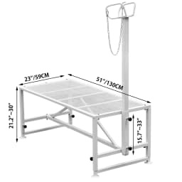 SucceBuy Livestock Stand Trimming Stand with Straight Head Piece Goat Trimming Stand Metal Frame Livestock Trimming Stands