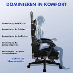 LUCK RACER Gaming chair with footrest Office Chair Ergonomic with Adjustable Loin Pillows, Pillow Gaming Chair