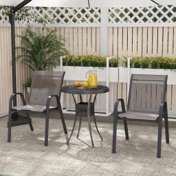 Stackable garden chair, comfortable patio armchair with armrest backrest for outdoor and indoor use, 56x70x84cm, grey