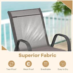 Stackable garden chair, comfortable patio armchair with armrest backrest for outdoor and indoor use, 56x70x84cm, grey