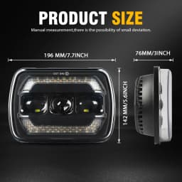 UNISHINE 5x7inch LED Headlights Turn Signal DRL Hi/Low Seal Beam Replace H6054 H5054 Headlight for XJ -Wrangler YJ Trucks 12V off-road use