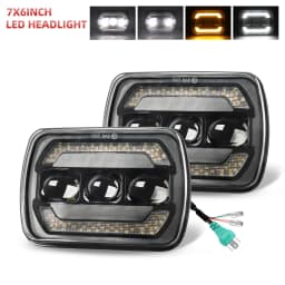 UNISHINE 5x7inch LED Headlights Turn Signal DRL Hi/Low Seal Beam Replace H6054 H5054 Headlight for XJ -Wrangler YJ Trucks 12V off-road use