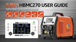 HITBOX HBMC270 Aluminium MIG Welder With Synergistic Control 6 in 1 Stick MMA ARC HF TIG CUT Gas/Gasless MIG Spot Welding for Aluminum Stainless Steel Cutter Large LED Display IGBT Inverter Great for Beginners