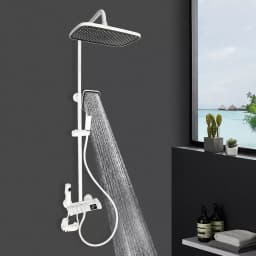 NPT 1/2'' Weiß Duschsystem Duscharmatur Regendusche Duschset Massage Mit Handbrause