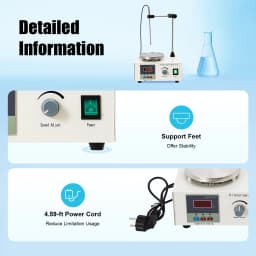 Laboratory Magnetic Mixer 5W Motor 250W Heater Digital Display Anti-Corrosion 304 Stainless Steel Tabletop Stirrer