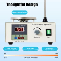 Laboratory Magnetic Mixer 5W Motor 250W Heater Digital Display Anti-Corrosion 304 Stainless Steel Tabletop Stirrer
