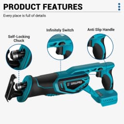 Drillpro 3000W Brushless Reciprocating Saw Handsaw Multifunction Metal Wood Pipe Cutting with 4 Blades For Makita 18V Battery