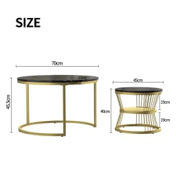Rosahqnda Set of 2 Set tables Modern Round Couch tables with Storage, Sofa Side tables living room furniture