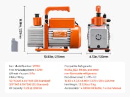 SucceBuy Vacuum Pump & Oil Bottle 3.5CFM/4CFM/5CFM 1-Stage or 6CFM 9CFM 2-Stage, R134a R22 R410a Systems Conditioner Maintenance