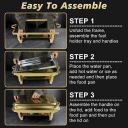 4pcs Stainless Steel Chafing Dishes Set, 8QT, Golden,Buffet, for Parties, Food Warmers, No Electricity Needed,only for cooking