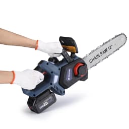 Drillpro 12 Inch Cordless Brushless Motor Electric Chainsaw with 1500mAh Lithium Battery EU Plug for Mak Batteries for Garden