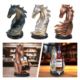 Freestanding Wine Rack Horse Head Wine Bottle Holder, Resin Tabletop Decorative Display Stand for Bar Home Single Bottle Storage