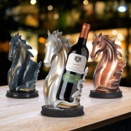 Freestanding Wine Rack Horse Head Wine Bottle Holder, Resin Tabletop Decorative Display Stand for Bar Home Single Bottle Storage