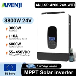 4KW 24V 100A Hybrid Solar Inverter 230VAC Off Grid Pure Sine Wave 500VDC 50/60Hz Solar Controller With WIFI Built-in BMS 