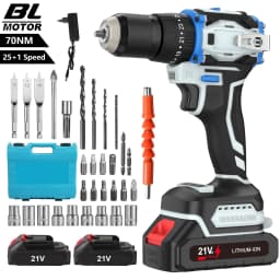 Cordless Impact Screwdriver Handheld Drill Power Tool 25+1 Torque Setting 2 Gear Speed Electric Screwdriver With 2 Batteries