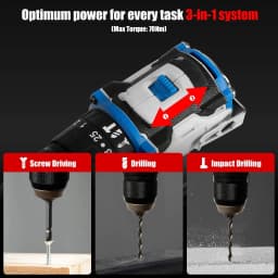 Cordless Impact Screwdriver Handheld Drill Power Tool 25+1 Torque Setting 2 Gear Speed Electric Screwdriver With 2 Batteries