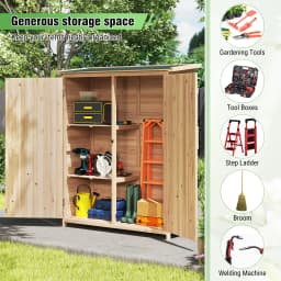 Outdoor Storage Shed, Solid Wood Tool Shed Organizer with Water-Resistant Sloped Asphalt Roof Removable Shelves & Lockable Doors