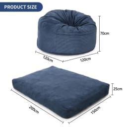 Giant Corduroy Bean Bag Chair Bed for Adults, 2-in-1 Convertible Floor Sofa to Mattress with Removable Washable Cover