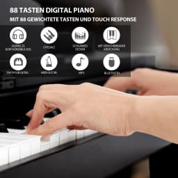 MUSTAR Digital Piano 88 Keys Semi Weighted keyboard Electric Piano Set with 3 Pedals Ideal Entry Level Set Black Wood Optics