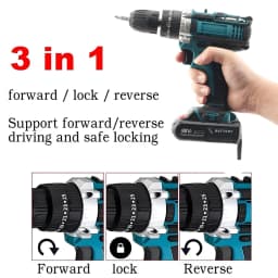 25+3 Torque Electric Impact Screwdriver Multifunctional Setting 2 Gear Speed Cordless Drill Electric Screwdriver with 2Batteries