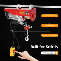 400-800kg Electric Hoist Lifting 1350-1450W Crane Hoist Winch w/ Wired Remote Control Lifter for Boat Car Garage Elevator