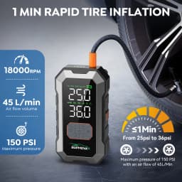 1000A/1500A PEAK Car Jump Starter With Air Compressor Cordless Tire Inflator, 25000mAh Battery Booster With Power Bank Pack & LED Flashlights