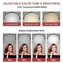 OWJHE 20W Floor LED Video Light Half-moon Shaped Fill Light 3000K-6000K Dimmable with Adjustable Metal Light Stand Phone Holder