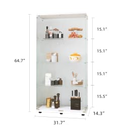 Comanlai Clear Display Stand, Tempered Glass Material, with 2-Door and 4 Shelves, Decorative Shelf, Wine Cabinet,for Living Room