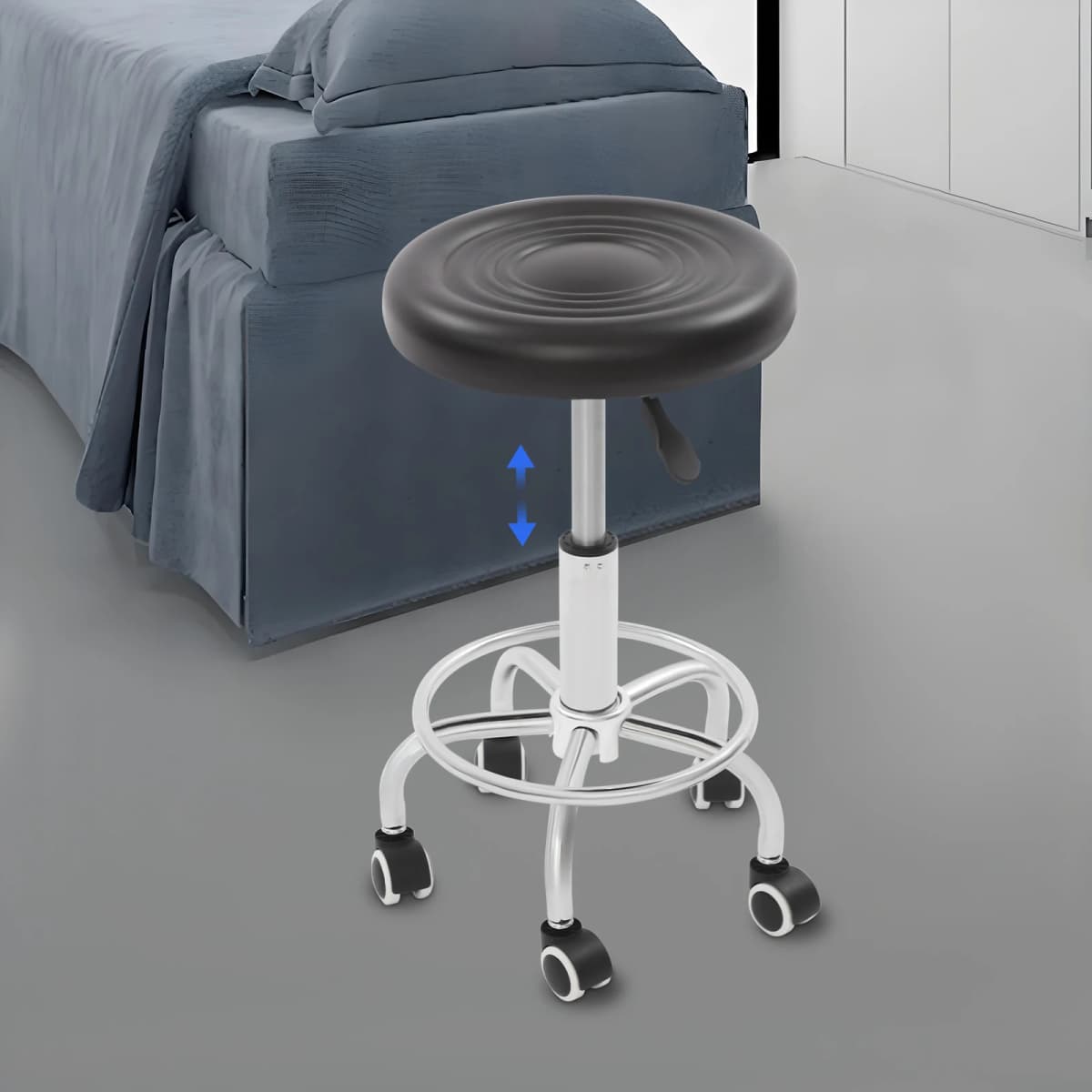 Height Adjustable Rolling Bar Stool, 360° Rotatable Bar Stool, Salon Stool Bar Stool,Comfortable Rotating Work Chair