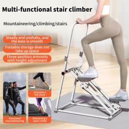 Foldable Stair Cardio Stepper Full-Body Workout Home Gym Exercise Vertical Climber Machine With Handlebars & Foot Pads