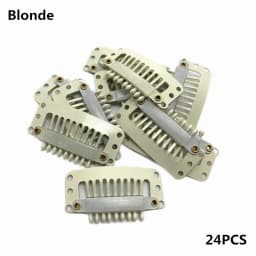 24 Pcs 9-teeth Beige/Brown/Black Hair Extension Clips Hair Extension Wigs Snap Clips Comb Small Snap Wig Accessories Clips