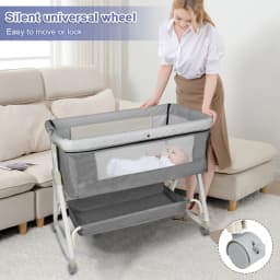 Crib Cododo baby bed, sleeping Together, with mattress, changing Table, easy to move, Portable newborn baby bed (blue/Beige/gray/black)