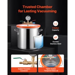 SucceBuy 3 Gallon / 5 Gallon Vacuum Chamber with 3.5 CFM Single Stage Vacuum Pump for Stabilizing Wood Degassing Silicone Resin