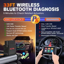 Autel MK808KBT PRO OBD2 Code Scanner Reader 7 Inch Bluetooth All System Car Diagnostic Scanner Brake Bleed Injector Coding FCA