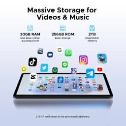 DOOGEE Tab G6 Tablet PC 30GB 256GB Android 15 Dual Speakers 11'' HD Display Widevine L1 8000mAh Battery 2 in 1 Smart Pad