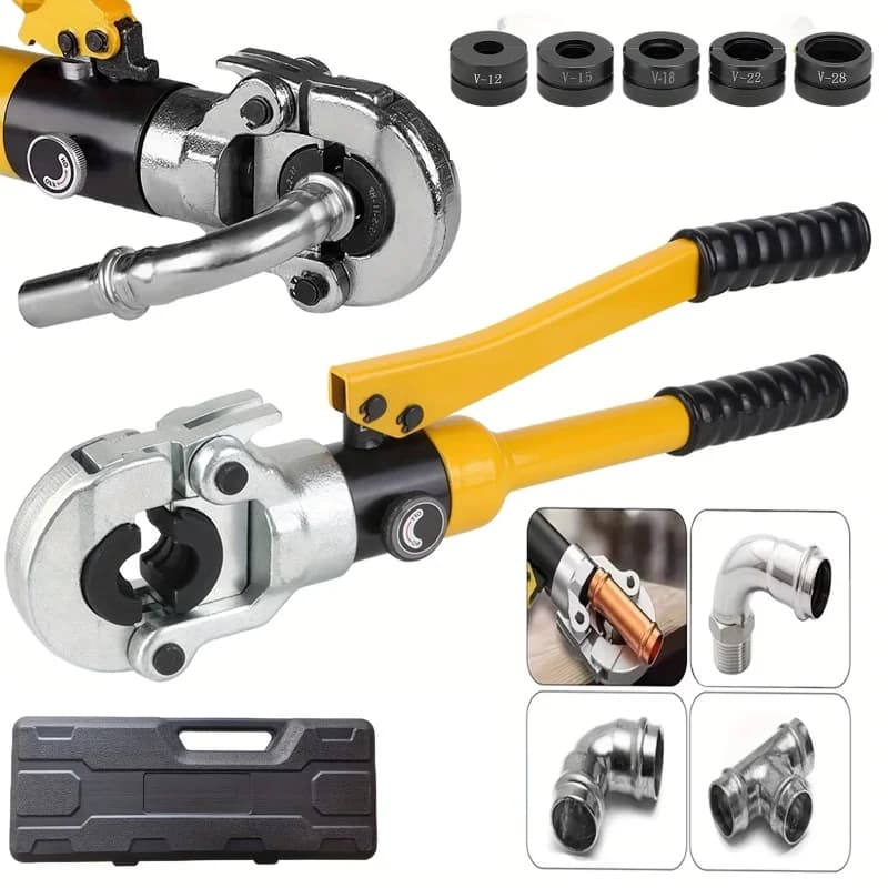 Hydraulic Pipe Crimping Tool Adjustable Crimper with Heavy-due Pressure for Copper Stainless Steel PEX Pipes TH V12/15/18/22/28