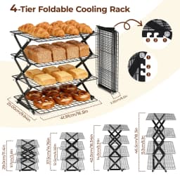 4-Tier BBQ Bread Cake Cooling Rack Folding Dessert Display Storage Rack Kitchen Baking Tool Home Baking Storage Shelves