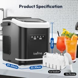 LOEFME 12kg/24h Portable Ice Maker Self-Cleaning 1.4L Ice Maker Machine 2 Sizes Ice Cubes with Handle & Scoop & Basket Included