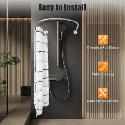 0.9-1.3m Telescoping Shower Curtain Rod U Shaped Stainless Steel Shower Curtain Pole, Shower Curtain Bar for Bathroom