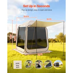 SucceBuy Screen House Tent Pop Up Screen Tent with Extended Awning Portable Screened with Carry Bag for Patio Backyard Outdoor