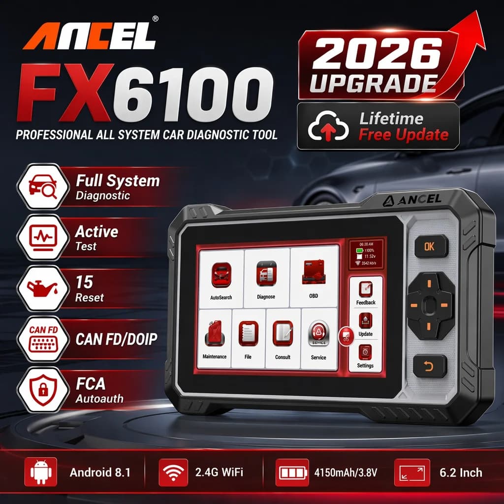 ANCEL FX6100 OBD2 Scanner Bi-directional Control Car Diagnostic Tools All System Scanner 15 Reset OBD Tool VS CRP129i V2.0