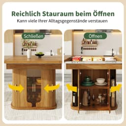 Modern Extendable Round To Oval Dining Table Wood 118-158cm 6 Seater Kitchen Dining Table with Glass Door Storage Home Furniture