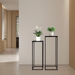 2-Piece Plant Stand Set Metal Flower Pot Holder Rustproof Sturdy Display Shelf 2 Sizes 70cm 60cm 11lbs 8.8lbs for Home Garden