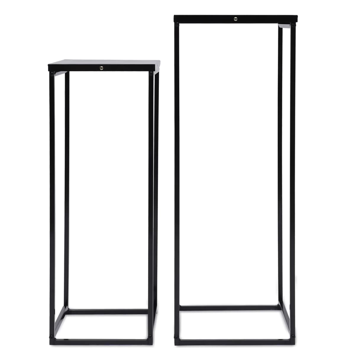 2-Piece Plant Stand Set Metal Flower Pot Holder Rustproof Sturdy Display Shelf 2 Sizes 70cm 60cm 11lbs 8.8lbs for Home Garden