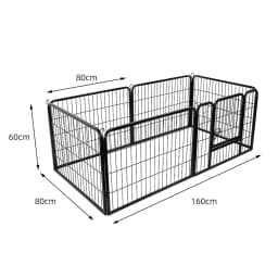 Park enclosure for small dogs puppies rabbit outdoor indoor 80x60 cm 6 panels with black door