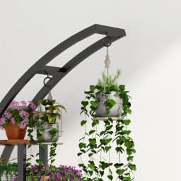 5 Tier Metal Plant Stand Creative Half Moon Shape Ladder Flower Pot Stand Rack for Home Patio Lawn Garden Balcony Holder