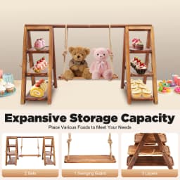 Solid Wood 3-Tier Cake Serving Tray - 6kg Capacity Dessert Stand for Home Decor Cupcake Display Rack for Wedding/Birthday Party